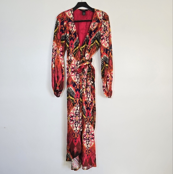 Smythe Hostess Wrap Dress In Multi Ikat Print Medium - Picture 4 of 8